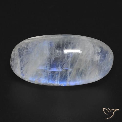 13.57ct طبيعي أبيض مزرق قوس قزح حجر القمر, بيضوي, شفاف
