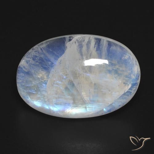 18.43ct طبيعي أبيض مزرق قوس قزح حجر القمر, بيضوي, شفاف