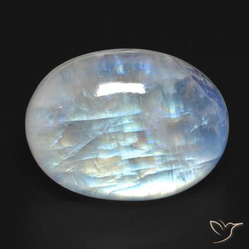 27.24ct طبيعي أبيض مزرق قوس قزح حجر القمر, بيضوي, شفاف