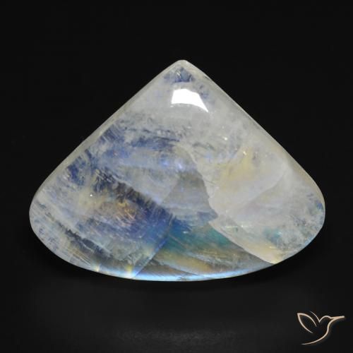 16.04ct طبيعي أبيض مزرق قوس قزح حجر القمر, شكل الكمثرى, شفاف