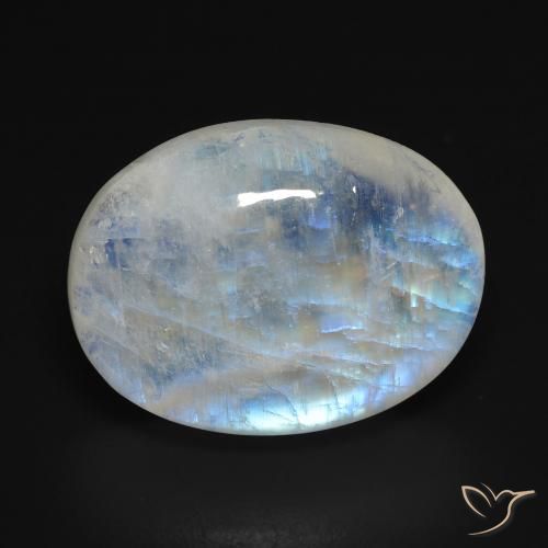 15.57ct طبيعي أبيض مزرق قوس قزح حجر القمر, بيضوي, شفاف