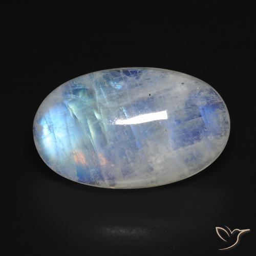 13.28ct طبيعي أبيض مزرق قوس قزح حجر القمر, بيضوي, شفاف