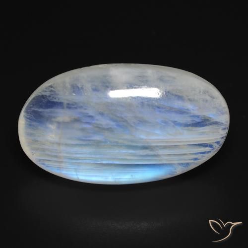 25.43ct طبيعي أبيض مزرق قوس قزح حجر القمر, بيضوي, شفاف