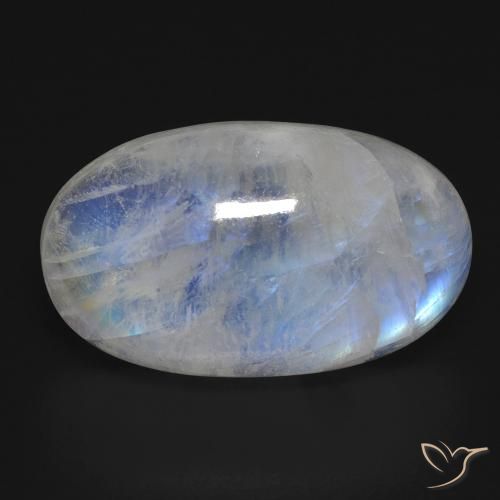 17.81ct طبيعي أبيض مزرق قوس قزح حجر القمر, بيضوي, شفاف