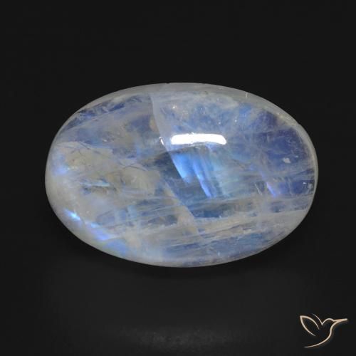 17.11ct طبيعي أبيض مزرق قوس قزح حجر القمر, بيضوي, شفاف