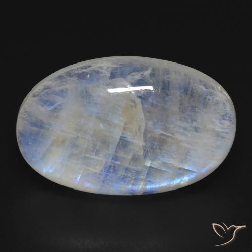 25.56ct طبيعي أبيض مزرق قوس قزح حجر القمر, بيضوي, شفاف