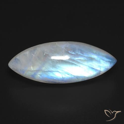 12.33ct طبيعي أبيض مزرق قوس قزح حجر القمر, ماركيز, شفاف