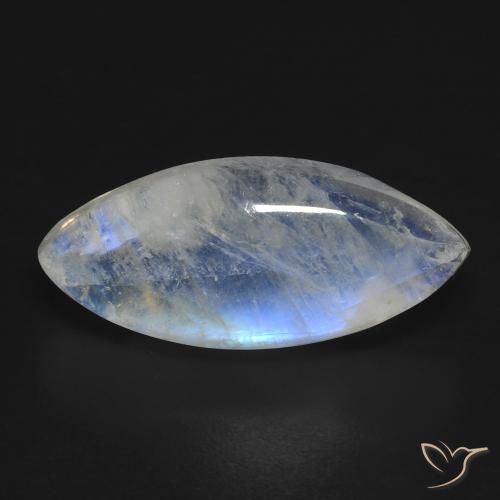 9.62ct طبيعي أبيض مزرق قوس قزح حجر القمر, ماركيز, شفاف