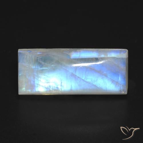 9.46ct طبيعي أبيض مزرق قوس قزح حجر القمر, باجيت, شفاف
