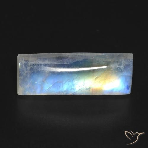 6.98ct طبيعي أبيض مزرق قوس قزح حجر القمر, باجيت, شفاف