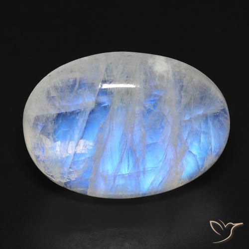 17.74ct طبيعي أبيض مزرق قوس قزح حجر القمر, بيضوي, شفاف