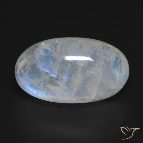 16.25ct طبيعي أبيض مزرق قوس قزح حجر القمر, بيضوي, شفاف