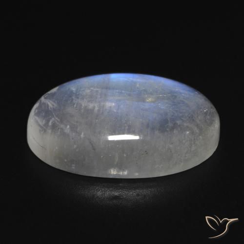 11.13ct طبيعي أبيض مزرق قوس قزح حجر القمر, بيضوي, شفاف