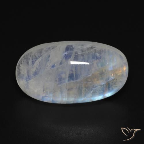 11.85ct طبيعي أبيض مزرق قوس قزح حجر القمر, بيضوي, شفاف