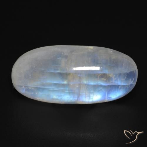 12.42ct طبيعي أبيض مزرق قوس قزح حجر القمر, بيضوي, شفاف