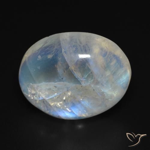 15.46ct طبيعي أبيض مزرق قوس قزح حجر القمر, بيضوي, شفاف