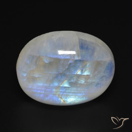 16.79ct طبيعي أبيض مزرق قوس قزح حجر القمر, بيضوي, شفاف