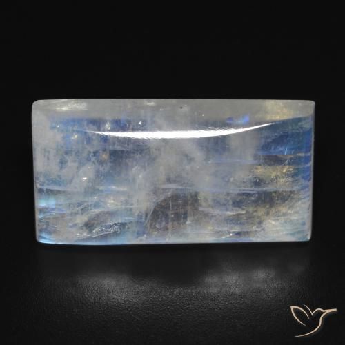 11.79ct طبيعي أبيض مزرق قوس قزح حجر القمر, باجيت, شفاف