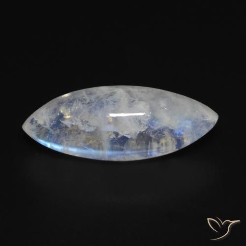 10.53ct طبيعي أبيض مزرق قوس قزح حجر القمر, ماركيز, شفاف