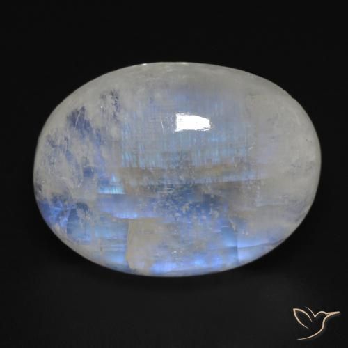 17.16ct طبيعي أبيض مزرق قوس قزح حجر القمر, بيضوي, شفاف