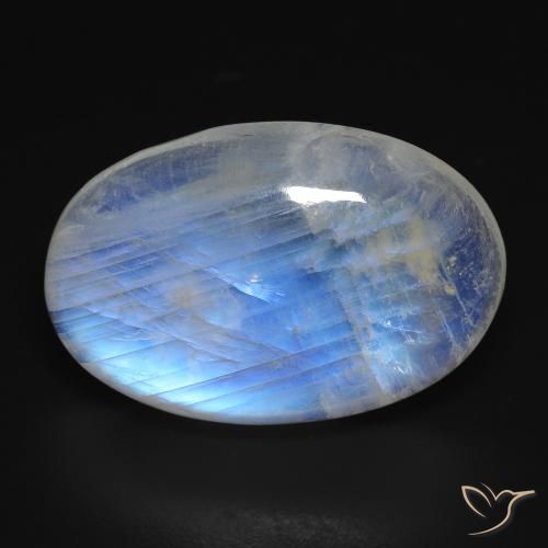 26.34ct طبيعي أبيض مزرق قوس قزح حجر القمر, بيضوي, شفاف