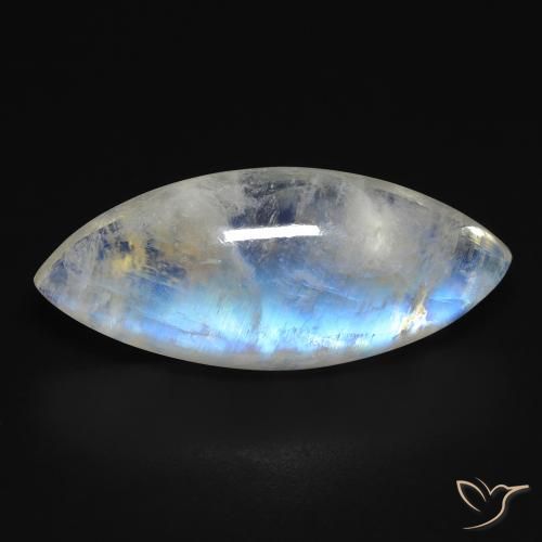 13.85ct طبيعي أبيض مزرق قوس قزح حجر القمر, ماركيز, شفاف