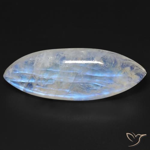 33.16ct طبيعي أبيض مزرق قوس قزح حجر القمر, ماركيز, شفاف