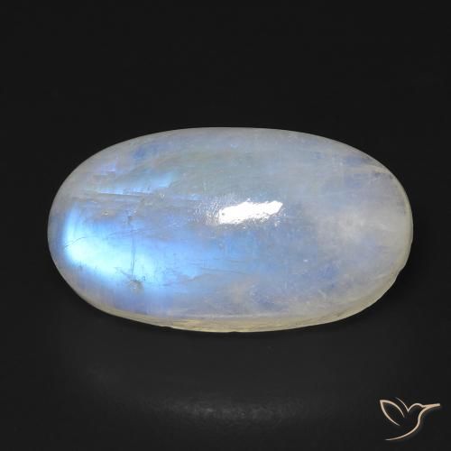 13.19ct طبيعي أبيض مزرق قوس قزح حجر القمر, بيضوي, شفاف