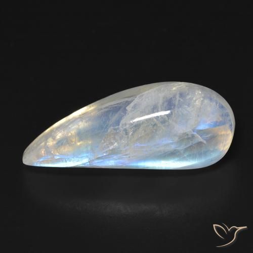 11.93ct طبيعي أبيض مزرق قوس قزح حجر القمر, فانسى, شفاف