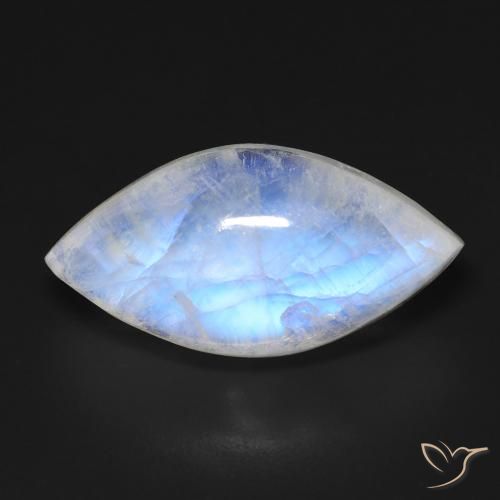 13.68ct طبيعي أبيض مزرق قوس قزح حجر القمر, ماركيز, شفاف