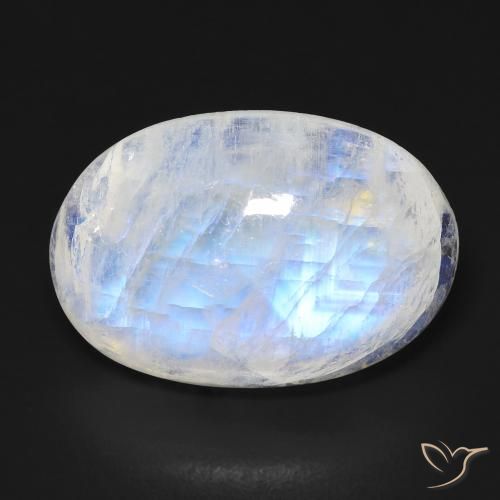 14.30ct طبيعي أبيض مزرق قوس قزح حجر القمر, بيضوي, شفاف