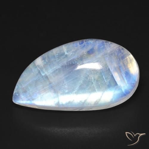 18.58ct طبيعي أبيض مزرق قوس قزح حجر القمر, فانسى, شفاف