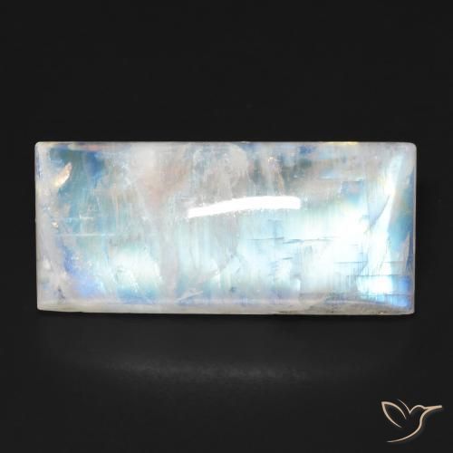 15.17ct طبيعي أبيض مزرق قوس قزح حجر القمر, باجيت, شفاف