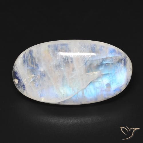 13.18ct طبيعي أبيض مزرق قوس قزح حجر القمر, بيضوي, شفاف