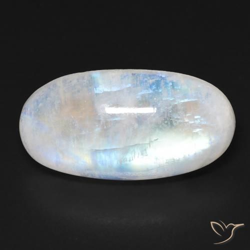 11.77ct طبيعي أبيض مزرق قوس قزح حجر القمر, بيضوي, شفاف