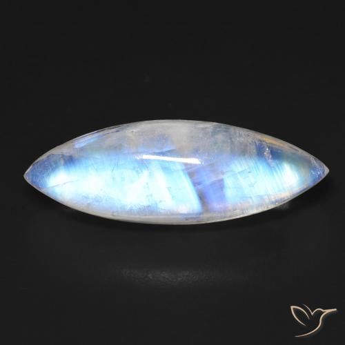 12.50ct طبيعي أبيض مزرق قوس قزح حجر القمر, ماركيز, شفاف
