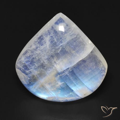 13.24ct طبيعي أبيض مزرق قوس قزح حجر القمر, شكل الكمثرى, شفاف