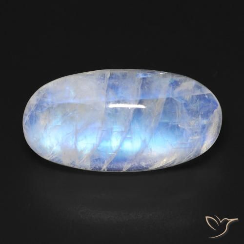 14.37ct طبيعي أبيض مزرق قوس قزح حجر القمر, بيضوي, شفاف