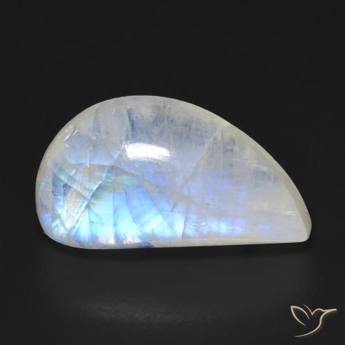10.97ct طبيعي أبيض مزرق قوس قزح حجر القمر, فانسى, شفاف