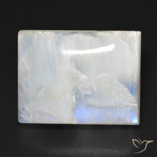 34.86ct طبيعي أبيض مزرق قوس قزح حجر القمر, باجيت, شفاف