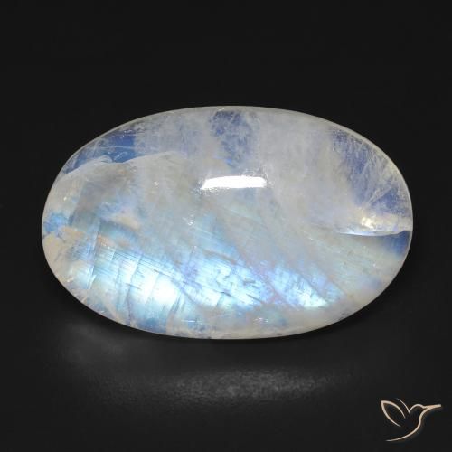 15.32ct طبيعي أبيض مزرق قوس قزح حجر القمر, بيضوي, شفاف, Photo A