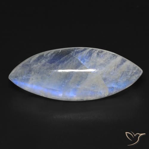 15.56ct طبيعي أبيض مزرق قوس قزح حجر القمر, ماركيز, شفاف
