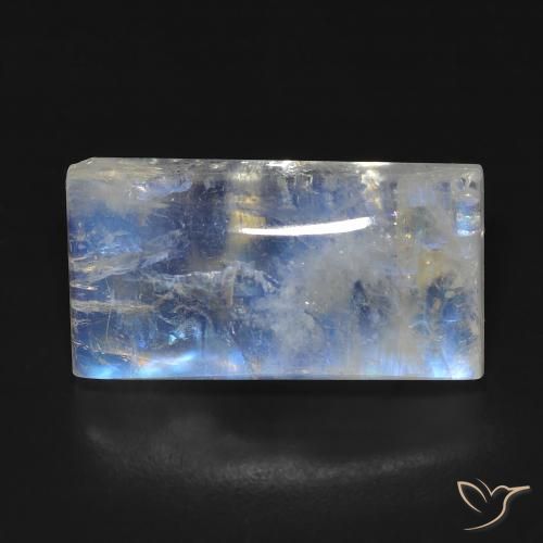 12.81ct طبيعي أبيض مزرق قوس قزح حجر القمر, باجيت, شفاف