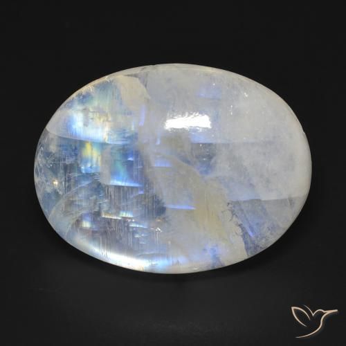 20.42ct طبيعي أبيض مزرق قوس قزح حجر القمر, بيضوي, شفاف