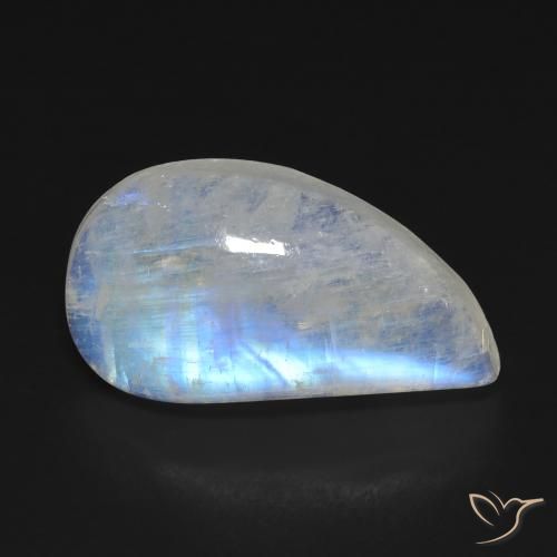 11.64ct طبيعي أبيض مزرق قوس قزح حجر القمر, فانسى, شفاف