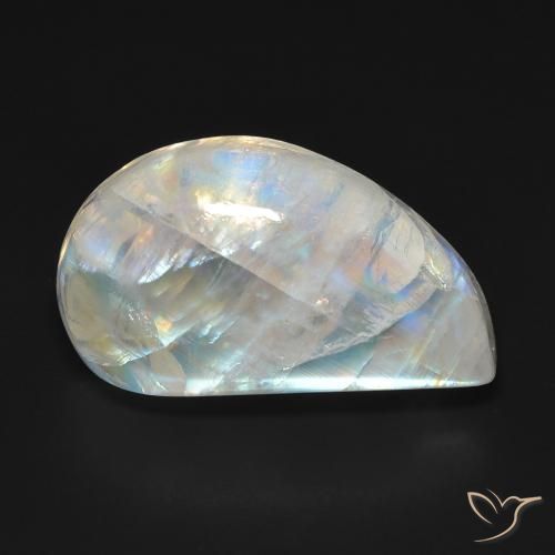 16.69ct طبيعي أبيض مزرق قوس قزح حجر القمر, فانسى, شفاف
