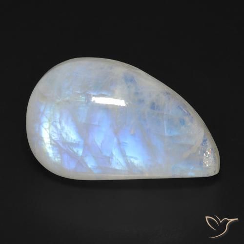 15.63ct طبيعي أبيض مزرق قوس قزح حجر القمر, فانسى, شفاف
