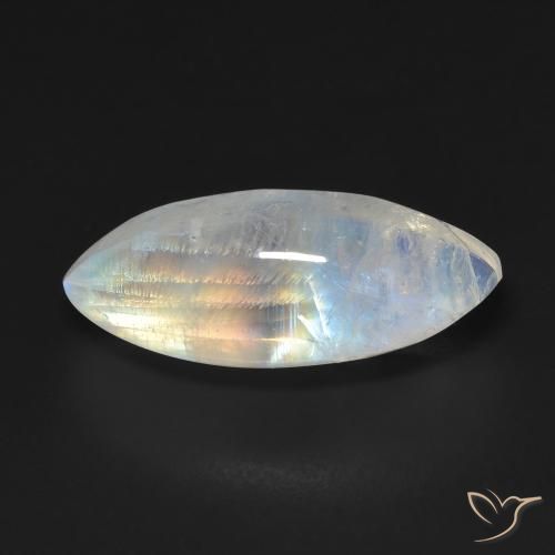 9.75ct طبيعي أبيض مزرق قوس قزح حجر القمر, ماركيز, شفاف