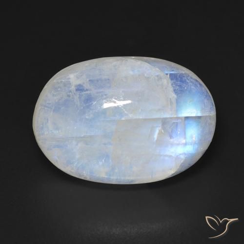 10.75ct طبيعي أبيض مزرق قوس قزح حجر القمر, بيضوي, شفاف