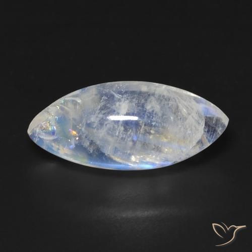 7.19ct طبيعي أبيض مزرق قوس قزح حجر القمر, ماركيز, شفاف